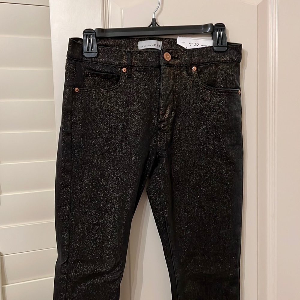 Ann Taylor Loft Gold Glitter Skinny Jeans